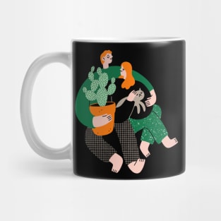 Cute couple with cat Mug